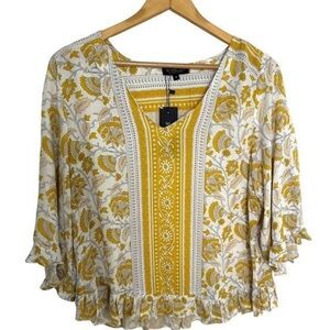 Rachel Zoe Yellow and White Floral Blouse